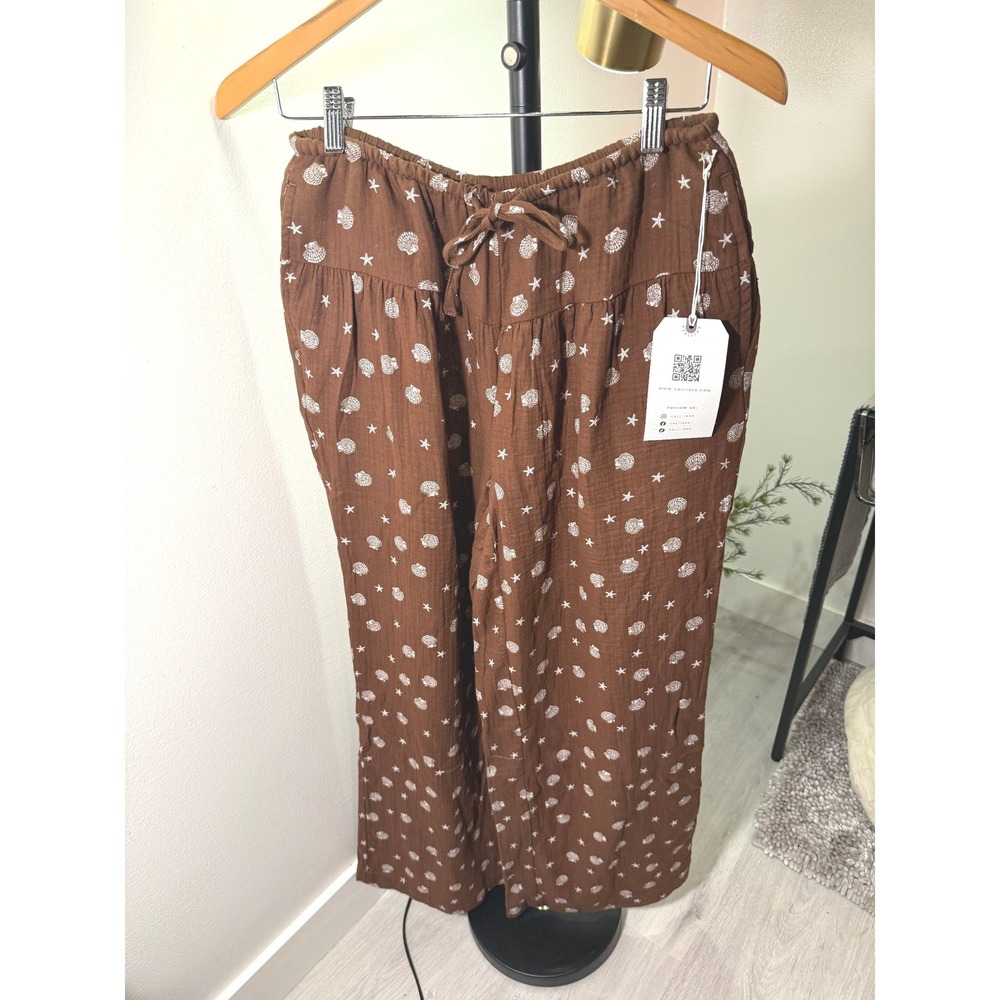 Cali 1850 shell straight leg harem cotton breezy seaside coastal theme cozy m/lg